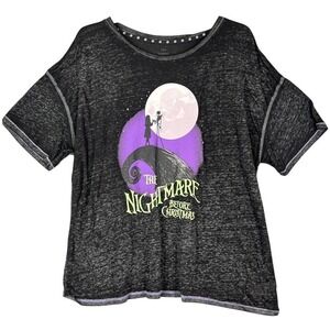 Nightmare Before Christmas Shirt‎ Womens 3X Pajama Top Sleepwear Black Burnout